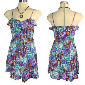 OP Multicolor Flare Ruffles Dress Size S CH